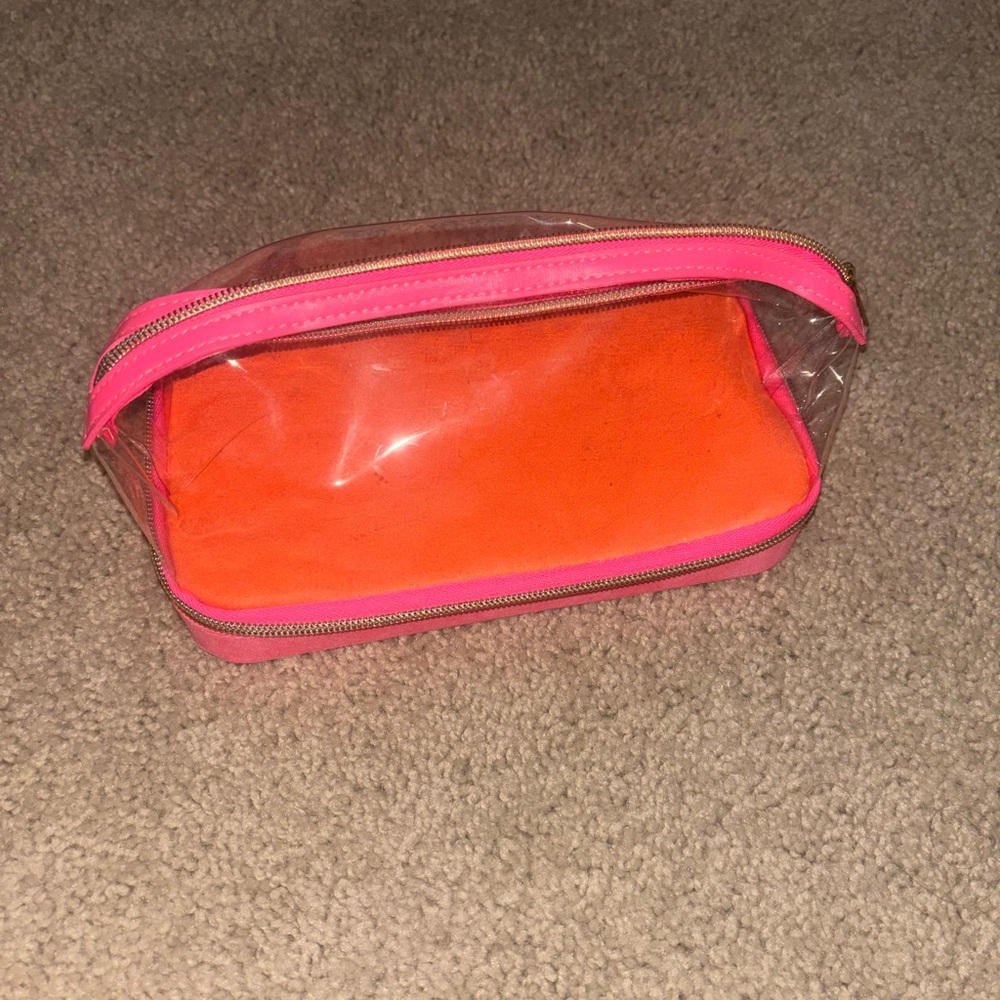 Nordstrom Clear Cosmetic Bag with Vibrant Pink and Orange